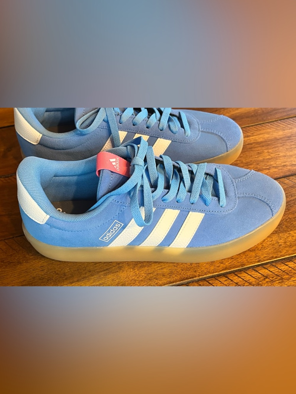 Adidas VL Court 3.0 Sneakers Blue Pink Gum Sole Women’s 9.5 ID9074 - Picture 4 of 8